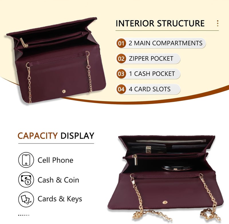 UU Crossbody Bags for Women, Small Bag with Removable Chain, Card Slots & Phone Pocket - Lightweight Purse Wallet (8 Colors) - Image 3